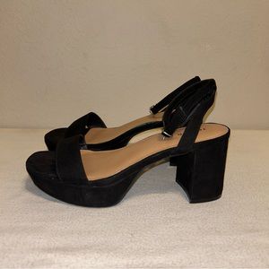Torrid Black Ankle Strap High Heel Open Toe Suede Sandals 8.5WW